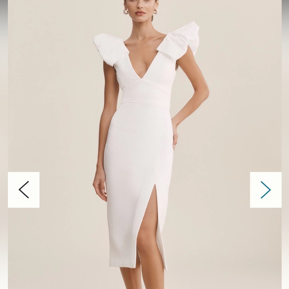 REBECCA VALLANCE PUFF-SLEEVE MIDI DRESS sz 2 NWT